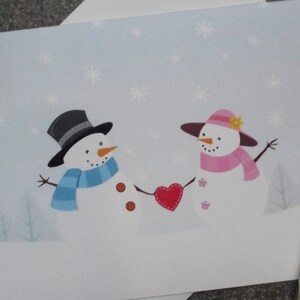 Cartões de notas de boneco de neve e mulher de neve/cartões de notas/dentro em branco/envelopes em branco/conjunto de 10/feriados/neve/inverno/diversão/presente/fofo!!!