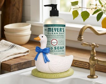 Vintage Goose Hand Soap Holder, Farmhouse Kitchen Decor, Duck Soap Dispenser Stand