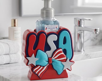 USA Foam Soap Holder | Patriotic Red White Blue Decor | Bath & Body Works Organizer