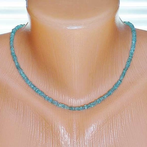 UNIKAT shops Apatite necklace, gemstone necklace in turquoise and silver, the optimism stone