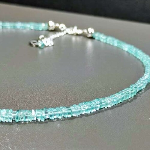 UNIKAT shops Apatite necklace, gemstone necklace in turquoise and silver, the optimism stone