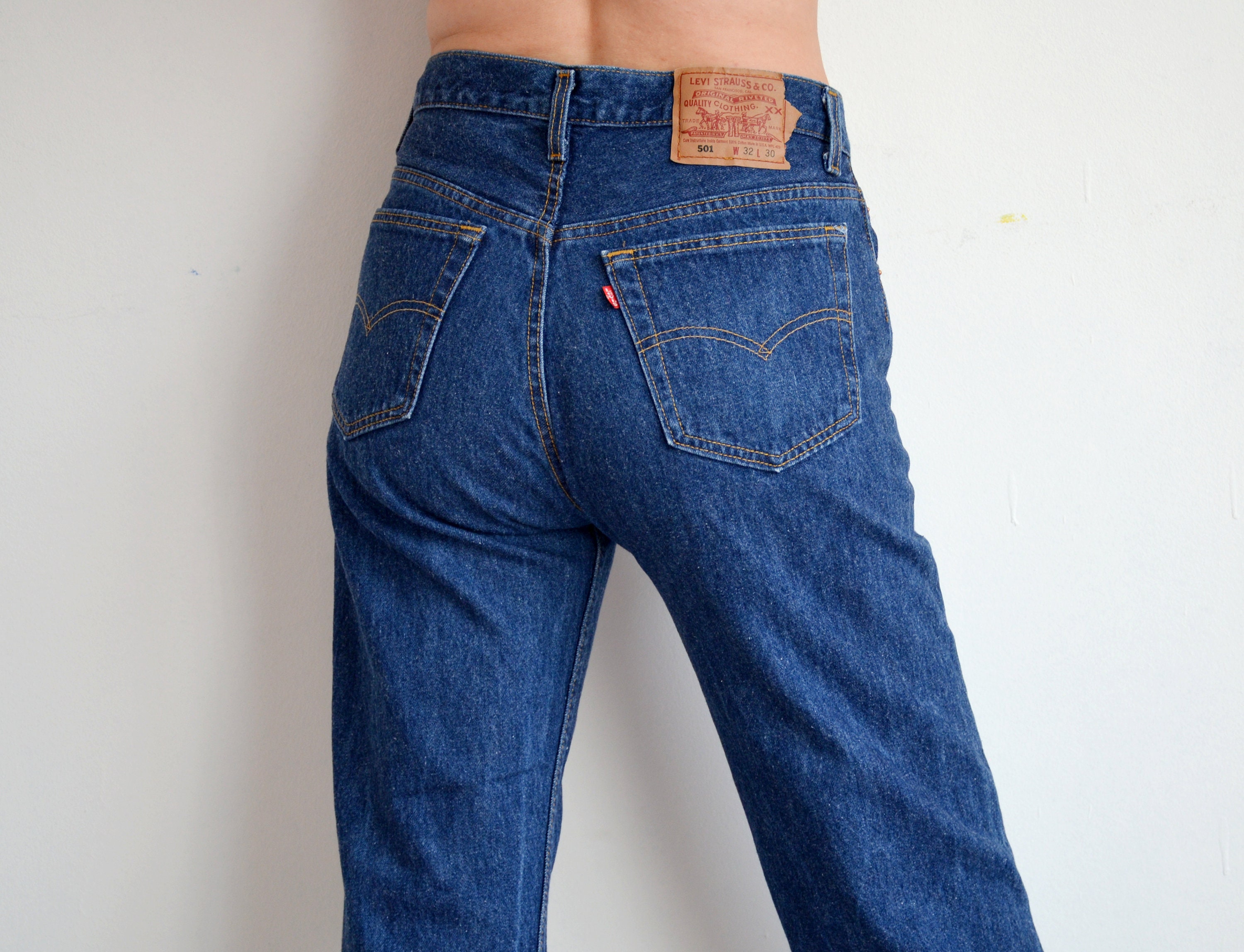 Vintage 80s Blue Levi's 501 Jeans, High Waist Levi Strauss Vintage 80s Blue Levi's 501 Jeans, High Waist Levi Strauss