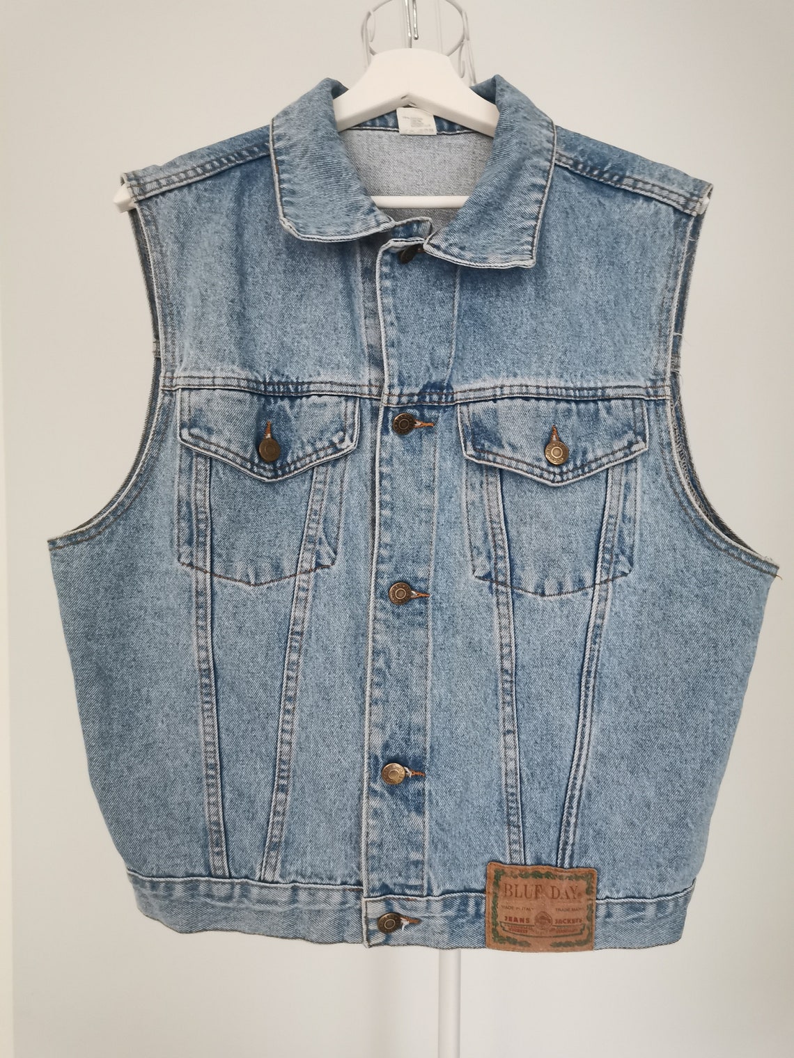 Vintage 90's Light Blue Denim Vest Men's Jean Vest | Etsy