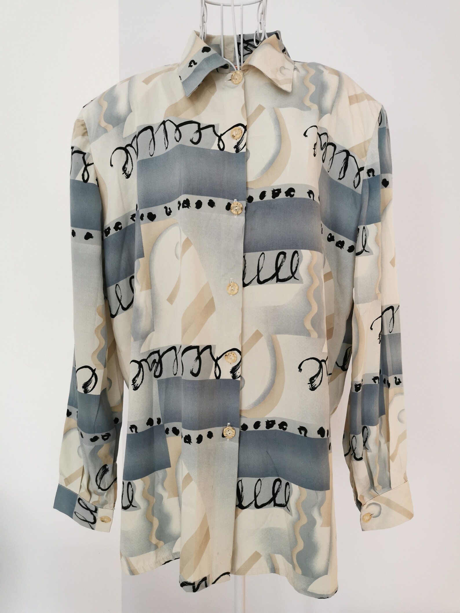90's Multi Color Abstract Button Up Top by Try