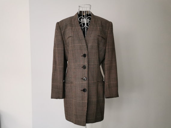 Vintage 80s / 90s Luciano Soprani Tweed Blazer, Dogtooth Pattern
