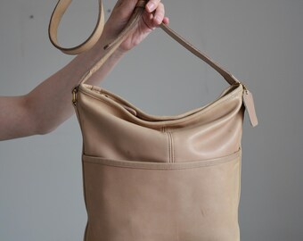 Vintage 80s COACH Bag, Tan Leather Coach Bucket Bag
