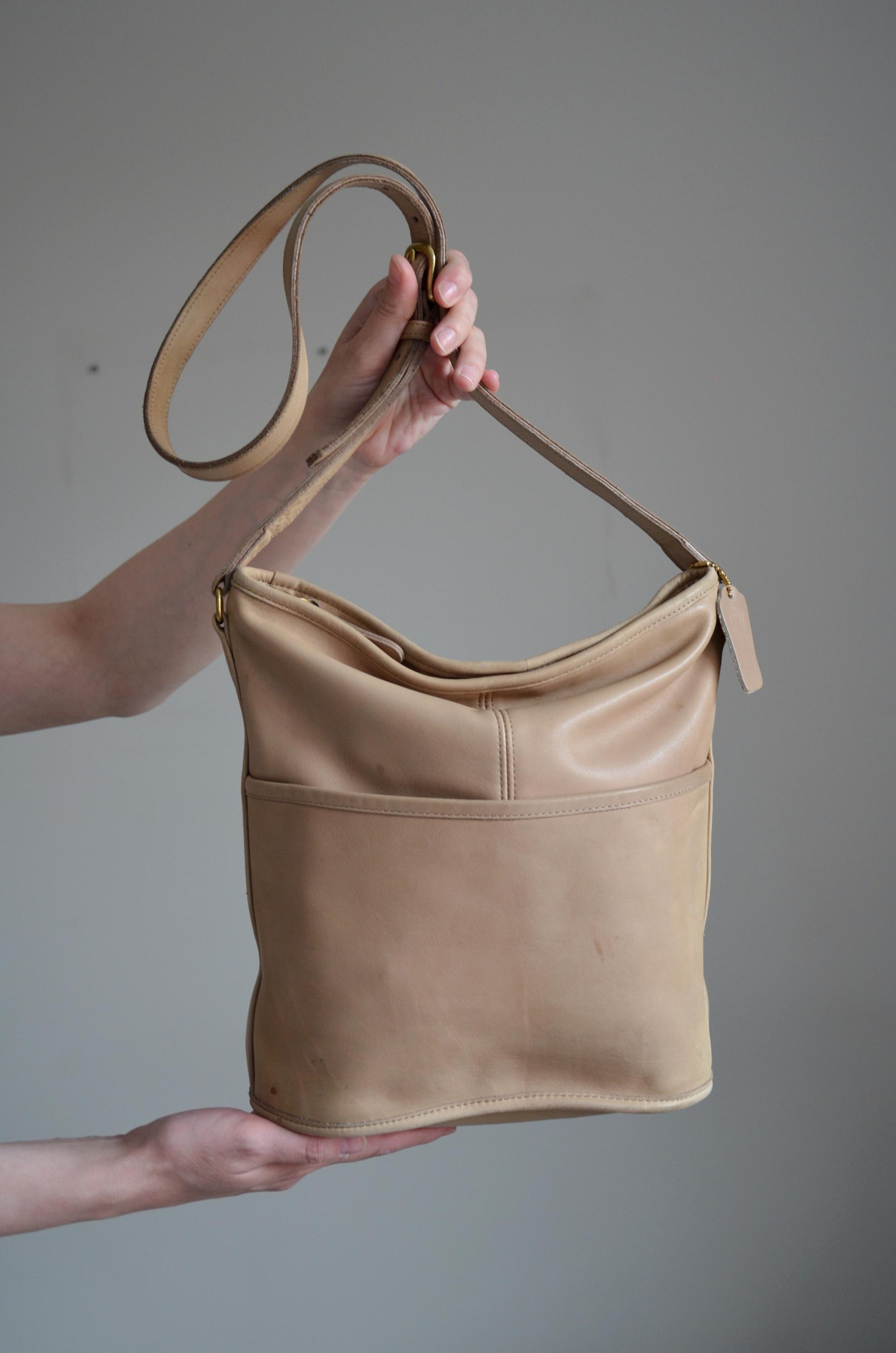 バッグ COACH Vintage Leather Bucket Shoulder Vintage Authentic Red Leather Coach Bucket Shoulder Bag Circa