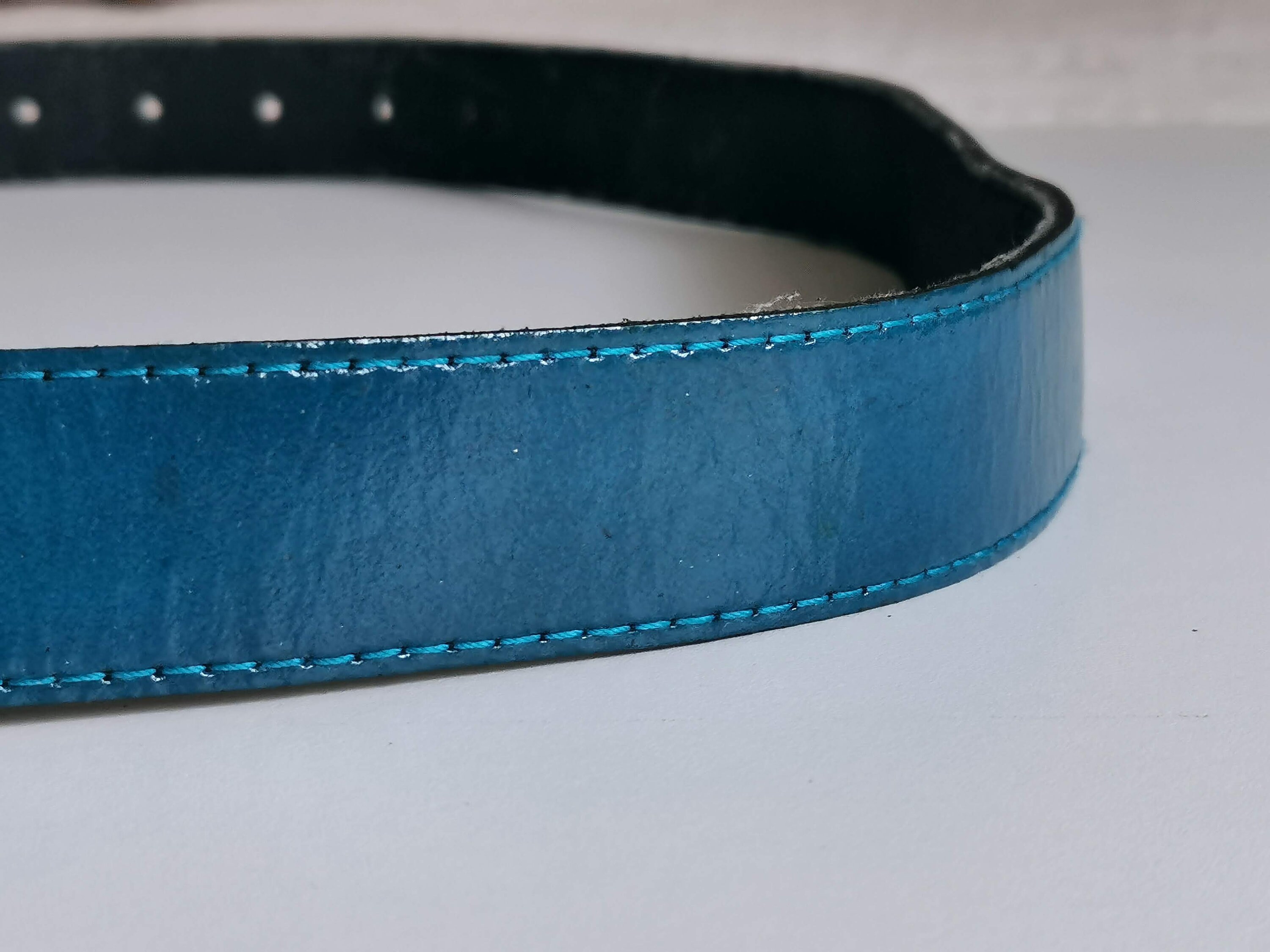 Vintage Y2K Teal Blue Patent Leather Belt, Silver Buckle - Etsy