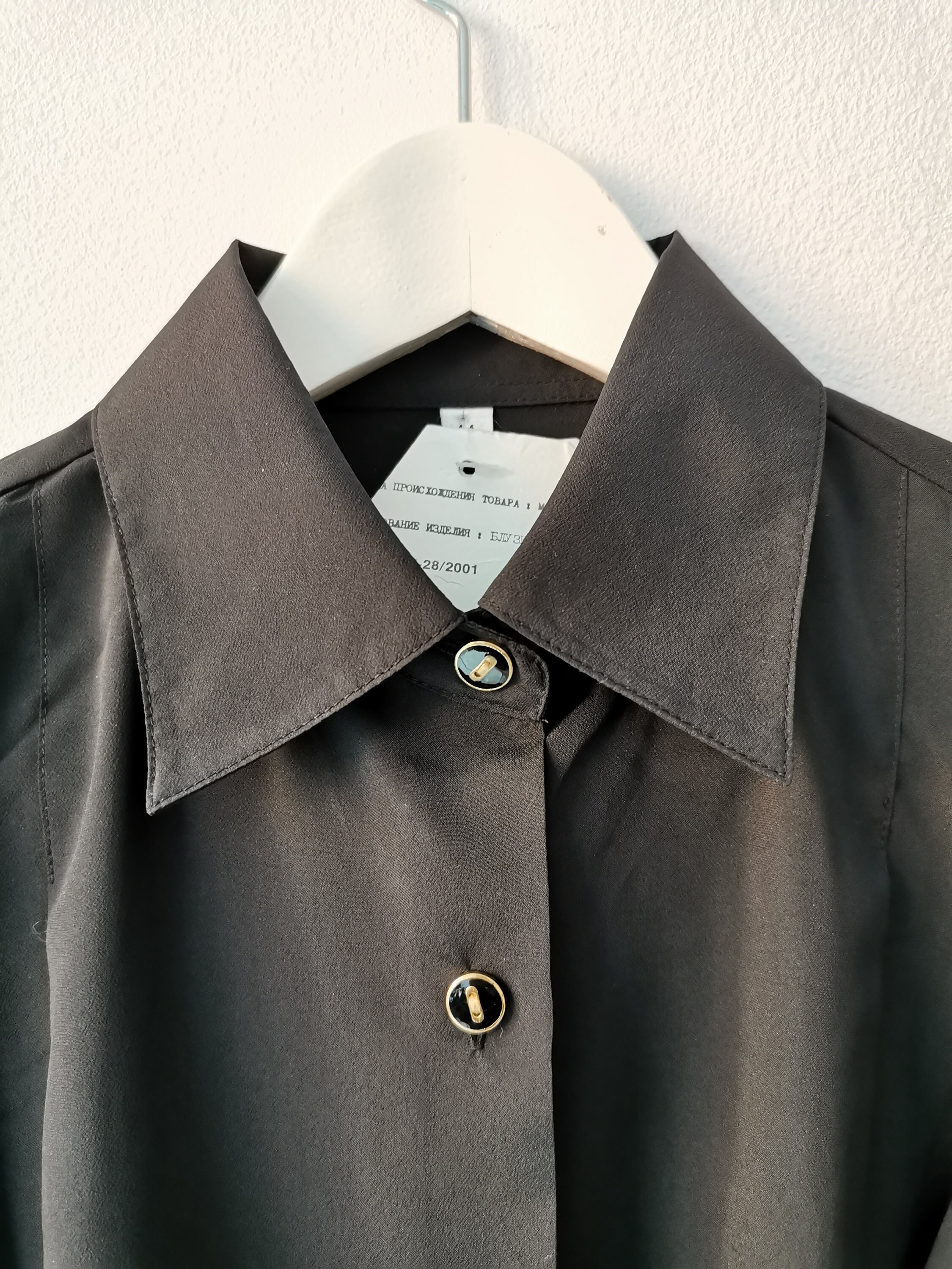 Vintage 90's NOS Black Blouse Women's Collar Shirt - Etsy