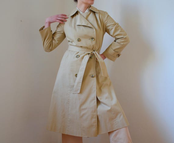 Vintage Aquascutum Aqua Trench Coat, Women's Classic Beige Rain Coat,  Double Breasted Belted Overcoat, Made in Canada