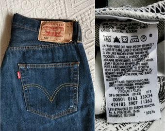 Vintage Levi's 501 Jeans, Dark Blue Levis Jeans, Hipster
