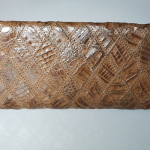 Vintage 60s Genuine Leather Clutch, Brown Leather Clutch, Crocodile Print Bag, Patchwork Leather Evening Bag, Evening Purse, Made in Germany image 3