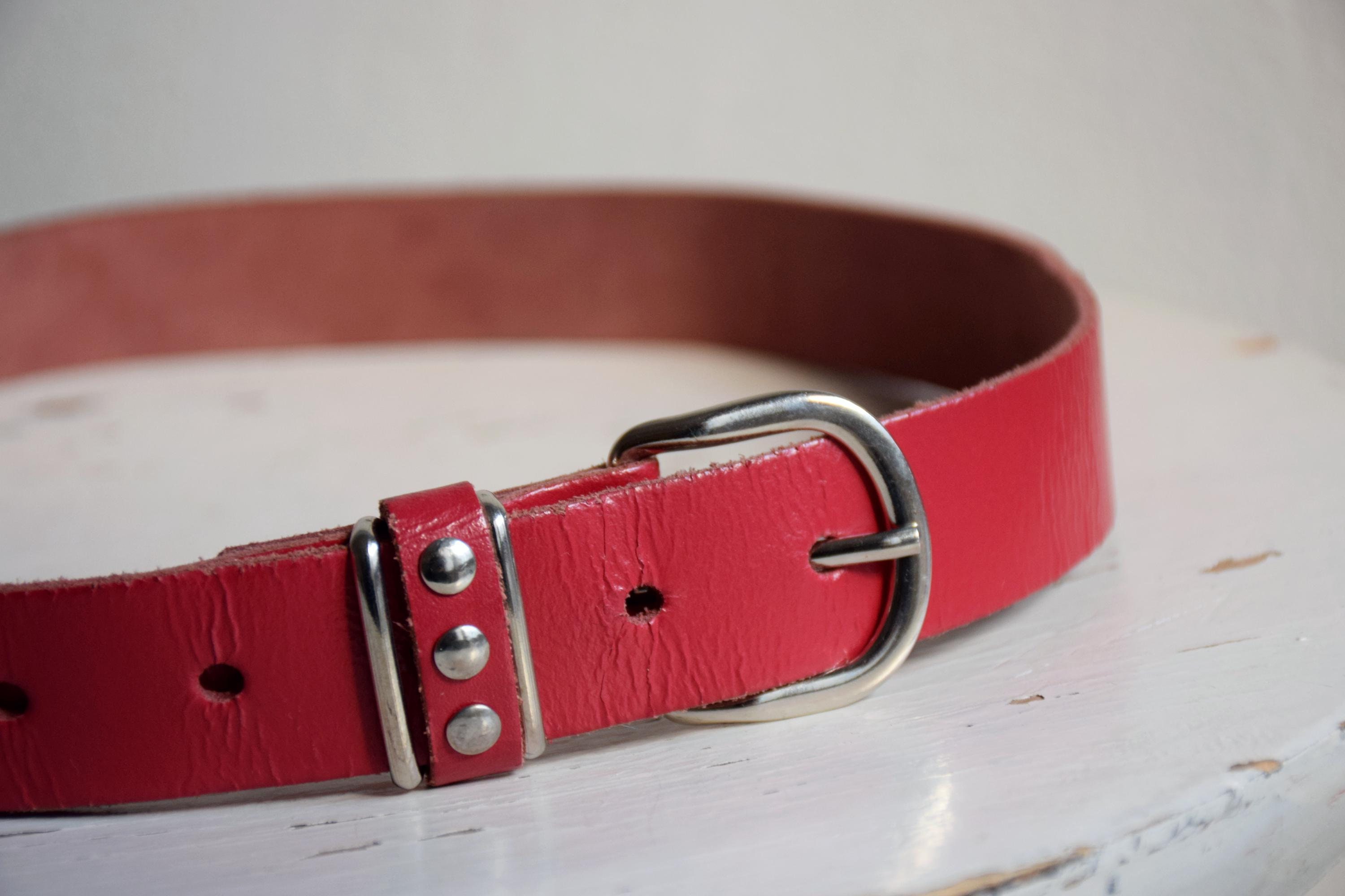 Vintage El Corte Inglés Red  Leather Belt Size 150 75/30 Silver Buckle Wide Red 30 Size Wide Belts for Women for sale | eBay main image 3