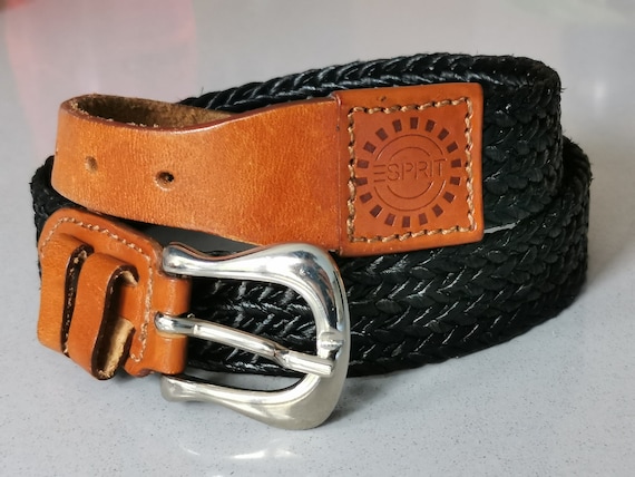 Esprit Vintage Brown Leather Logo Belt‎ Vintage Esprit Leather Belt: Brown 90s Jeans Belt, Silver  main image 3