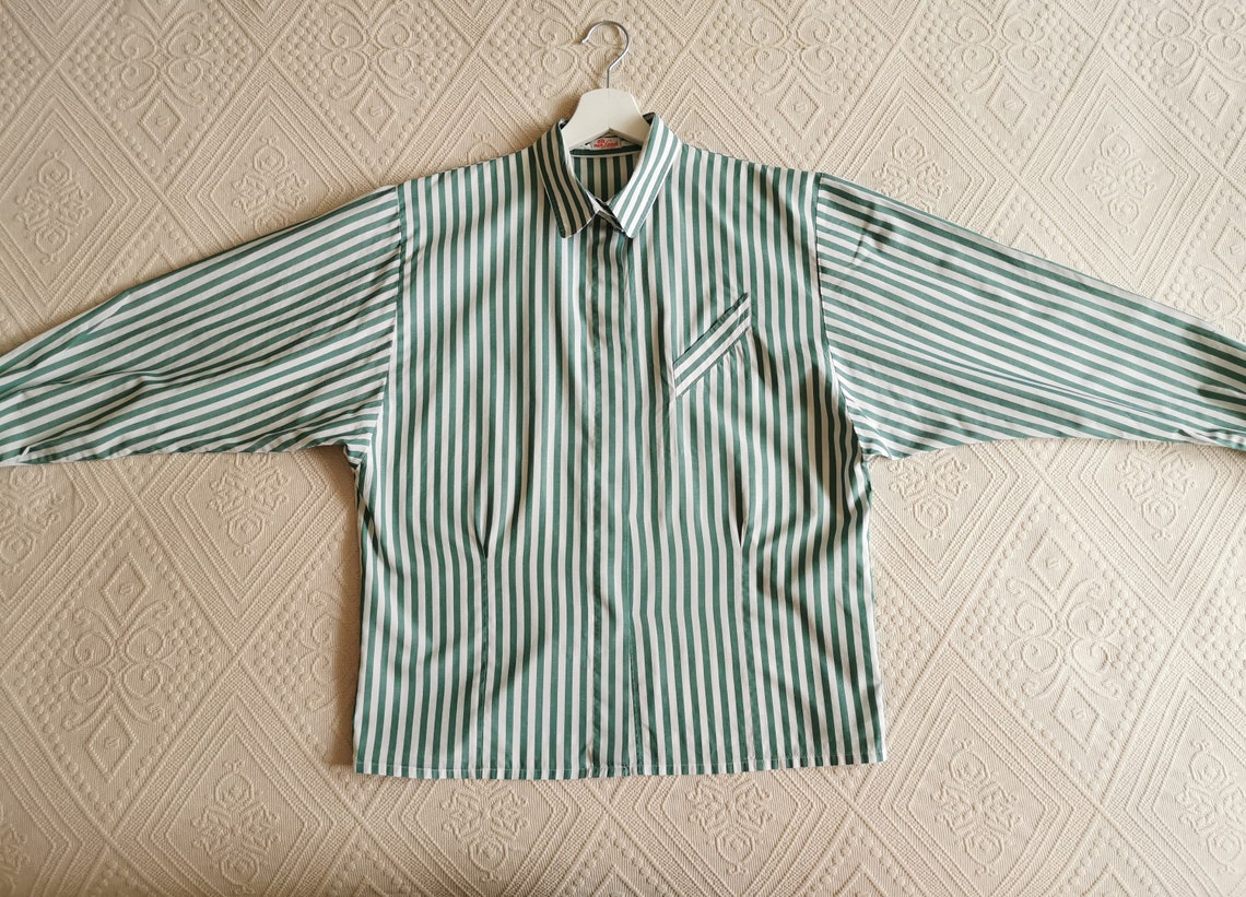 Vintage Van Laack Striped Shirt Long Sleeve Cotton Blouse | Etsy