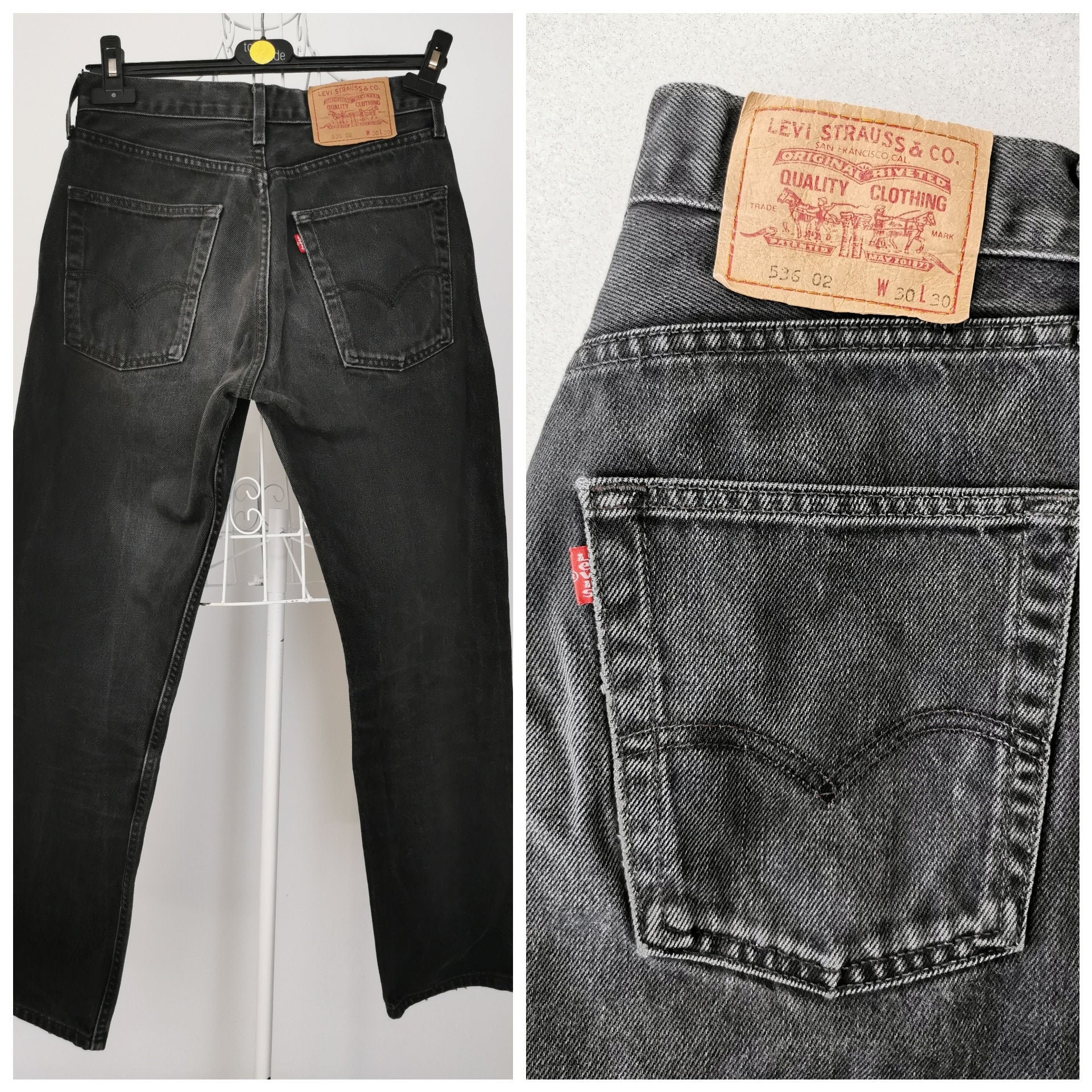Vintage Levi's 536 Jeans, 90's Levi's Jeans, Faded Black Vintage Levi's 536 Jeans, 90's Levi's Jeans, Faded Black