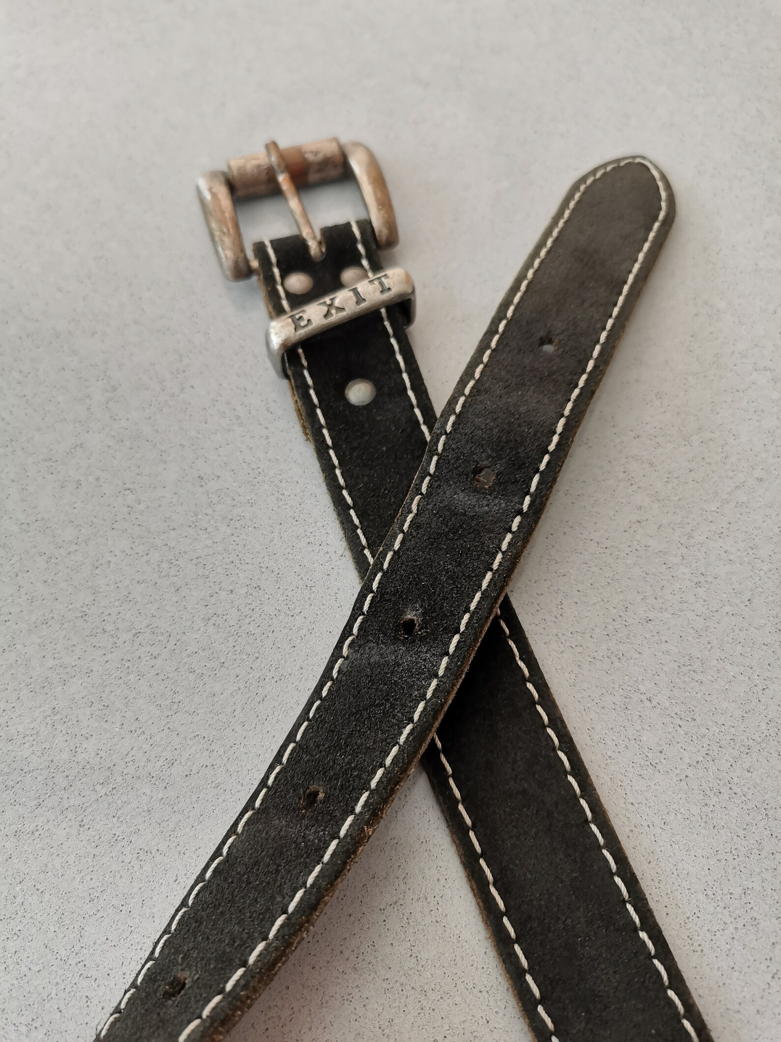 Leather suede vintage belt black main image 1