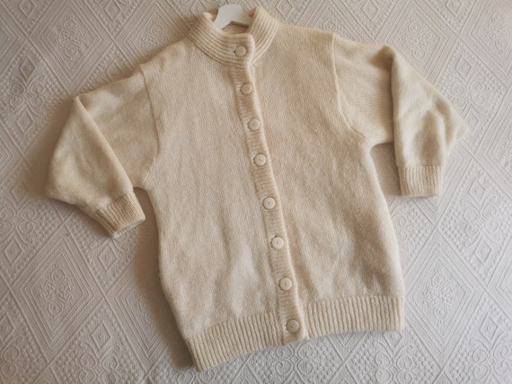 Vintage 80's Creamy White Cardigan, Mohair Wool K… - image 7