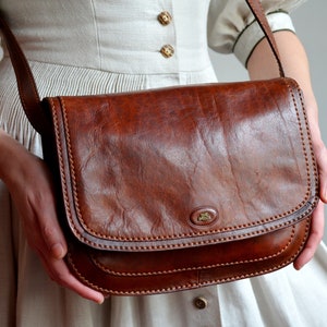 Vintage 90s the Bridge Crossbody Bag Cognac Brown Messenger Bag Genuine Leather Purse Italian Designer Bag Boho Hipster Flap Bag Etsy