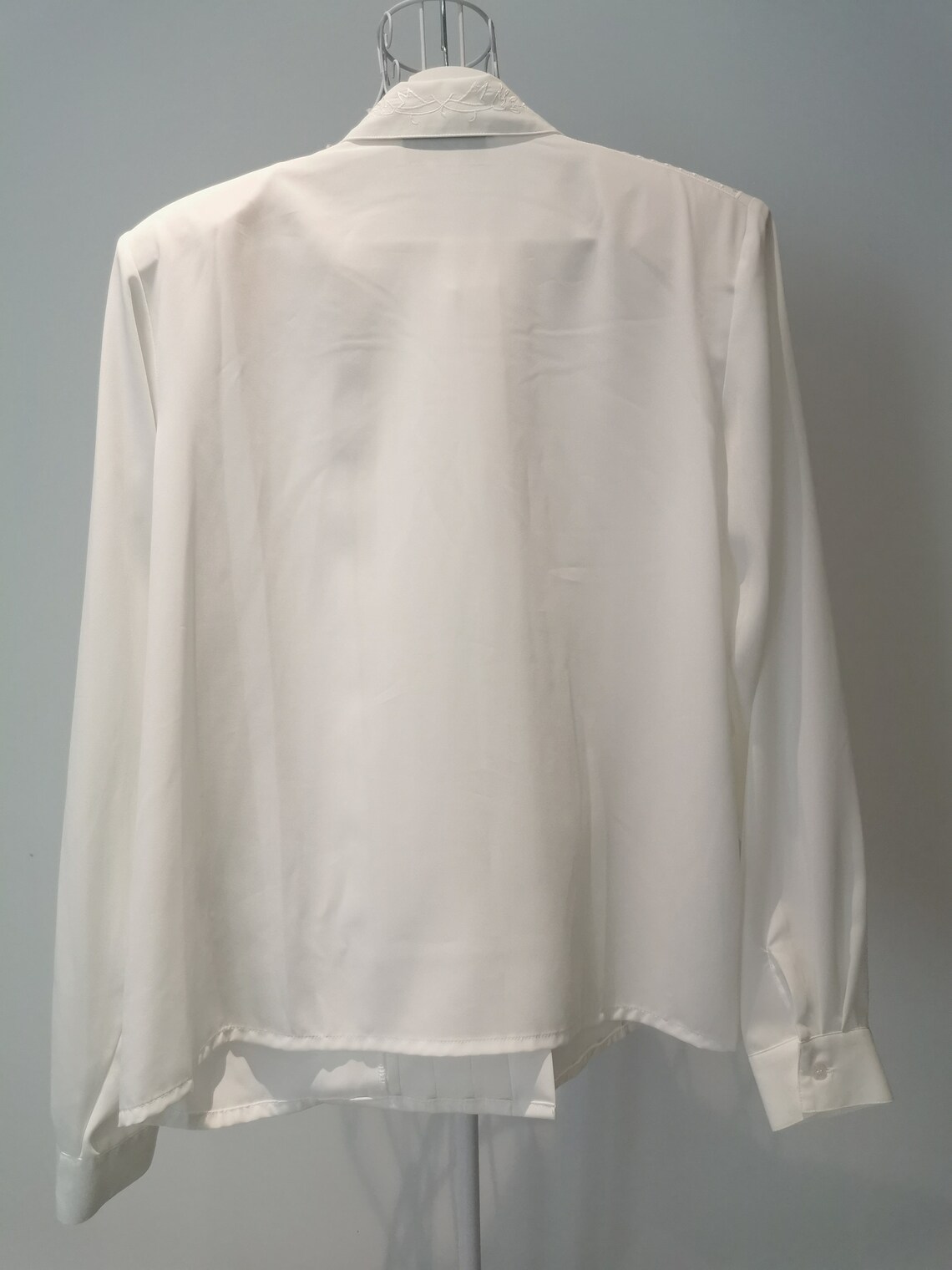 Vintage 90s00s WhiteYellow Embroidered Floral Motif Tunic Smock Blouse Top M/L