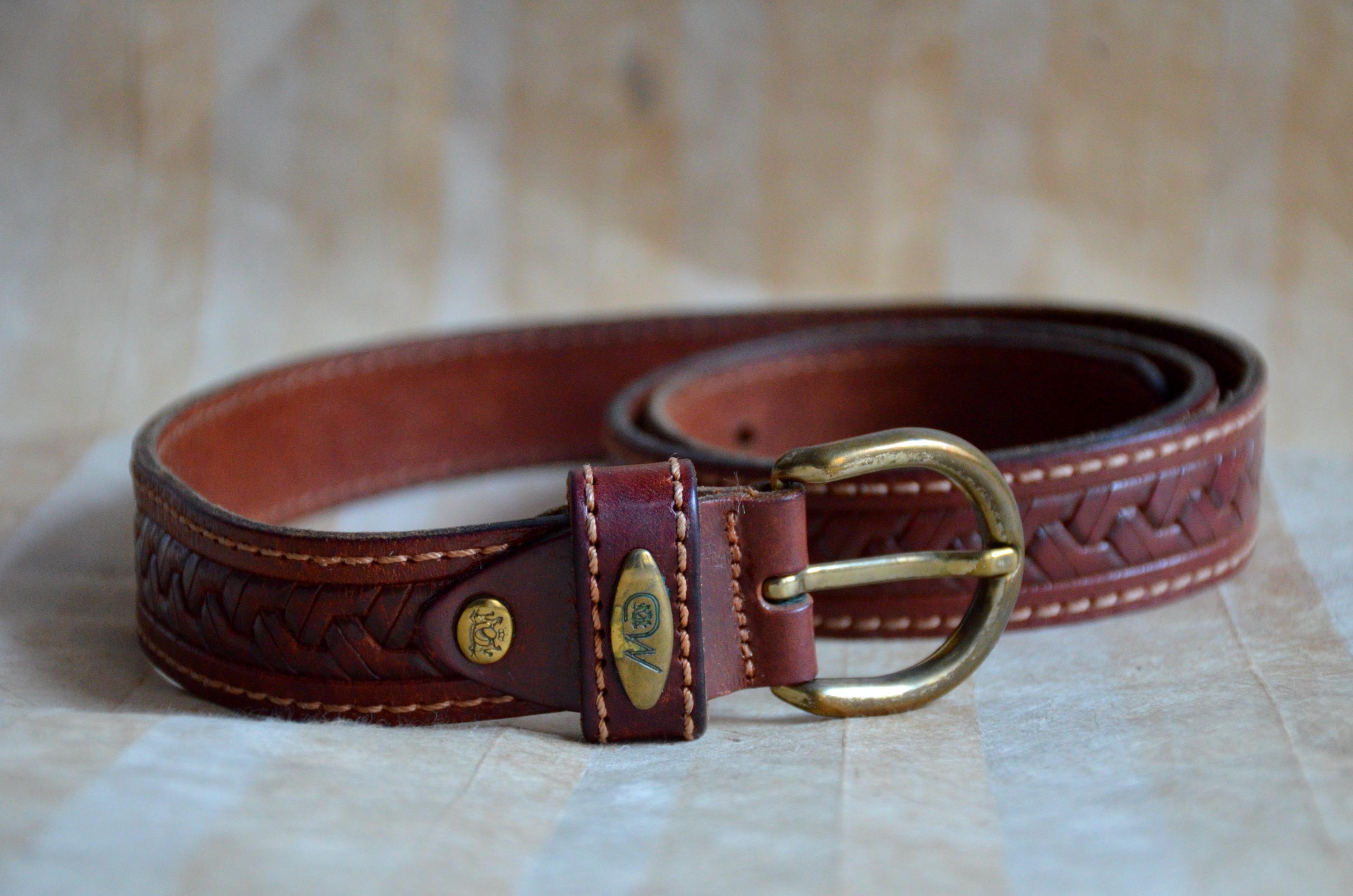 Vintage 90s Handmade Genuine Leather Star Tooled Western Belt Size Large Mexican Tooled Leather Belt - Etsy main image 2