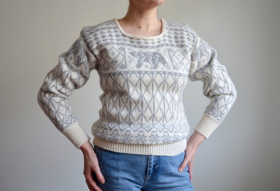 Vintage 80s Norwegian Folk Wool Sweater, Dale Of … - image 3