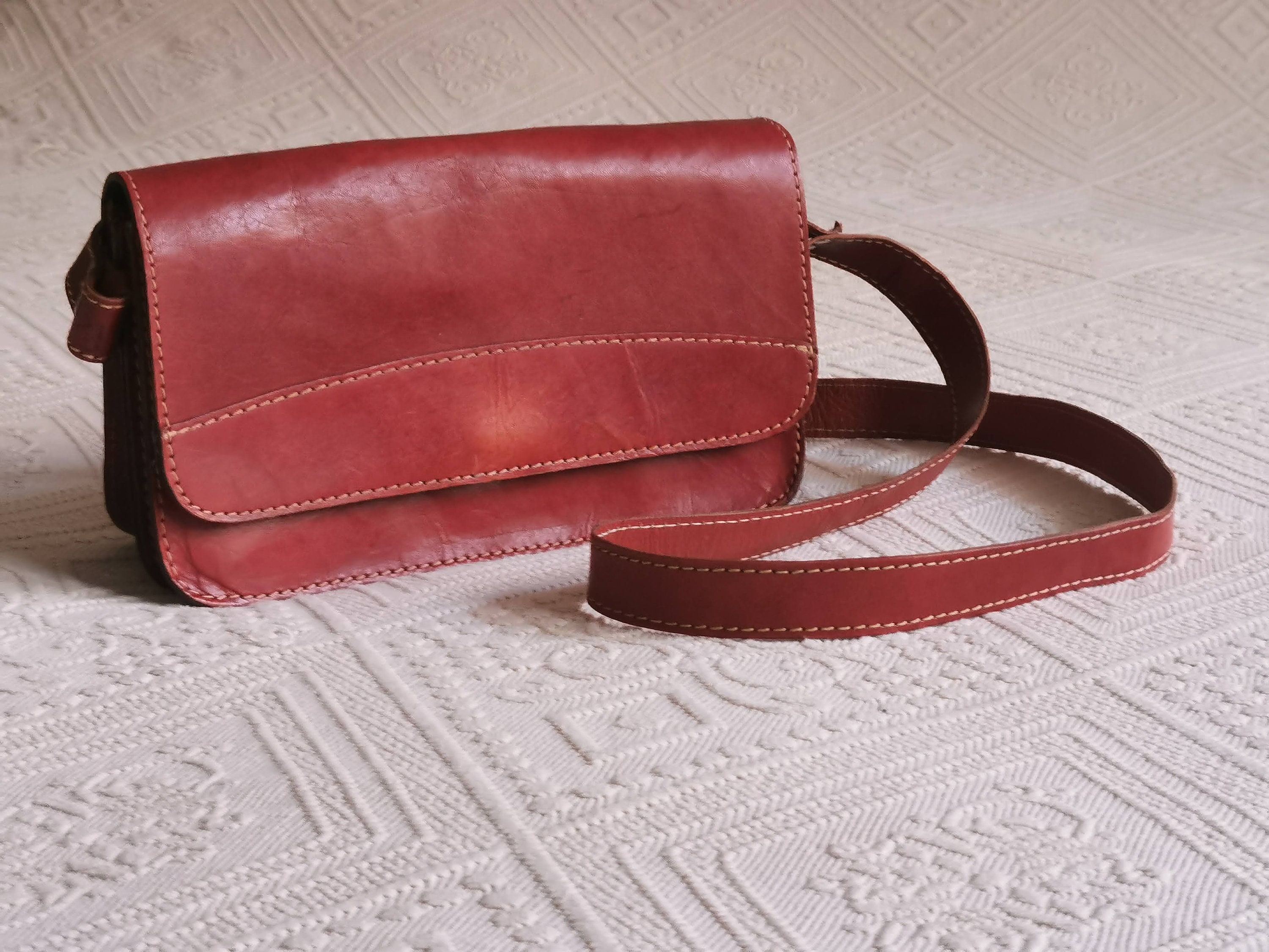 Vintage 90's Brown Crossbody Bag Cognac Brown Leather - Etsy