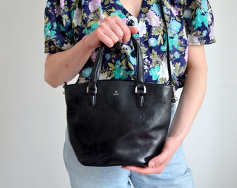 Vintage Black Leather ADAX bag, Leather Shoulder/Handbag, Women's Genuine Leather Handbag, Crossbody Bag, Small Black Leather Purse