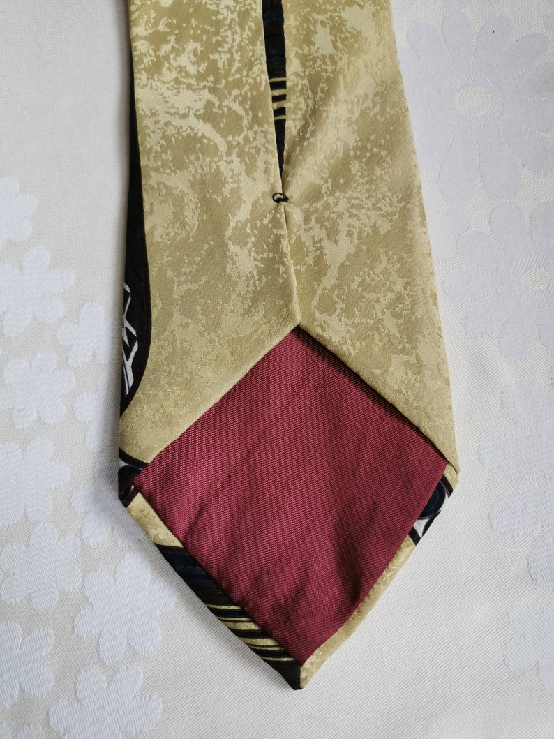 90's Abstract Print Necktie, Gold Yellow, Red and Green Necktie, Hipster Necktie, Pure Silk Necktie, Made in Italy image 4