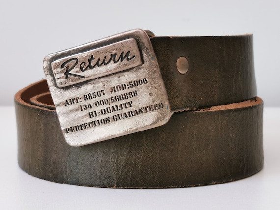 Vintage genuine leather and metal belt Steel City Leather Belt | Steel City Brand | Clothing Pant  main image 4