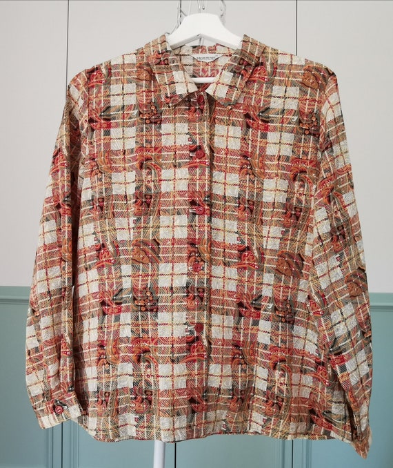 Vintage 90's Paisley and Plaid Print Shirt, Checke