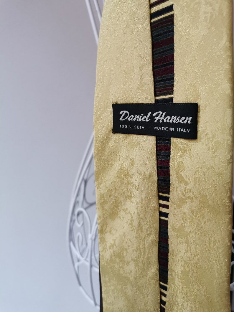 90's Abstract Print Necktie, Gold Yellow, Red and Green Necktie, Hipster Necktie, Pure Silk Necktie, Made in Italy image 6