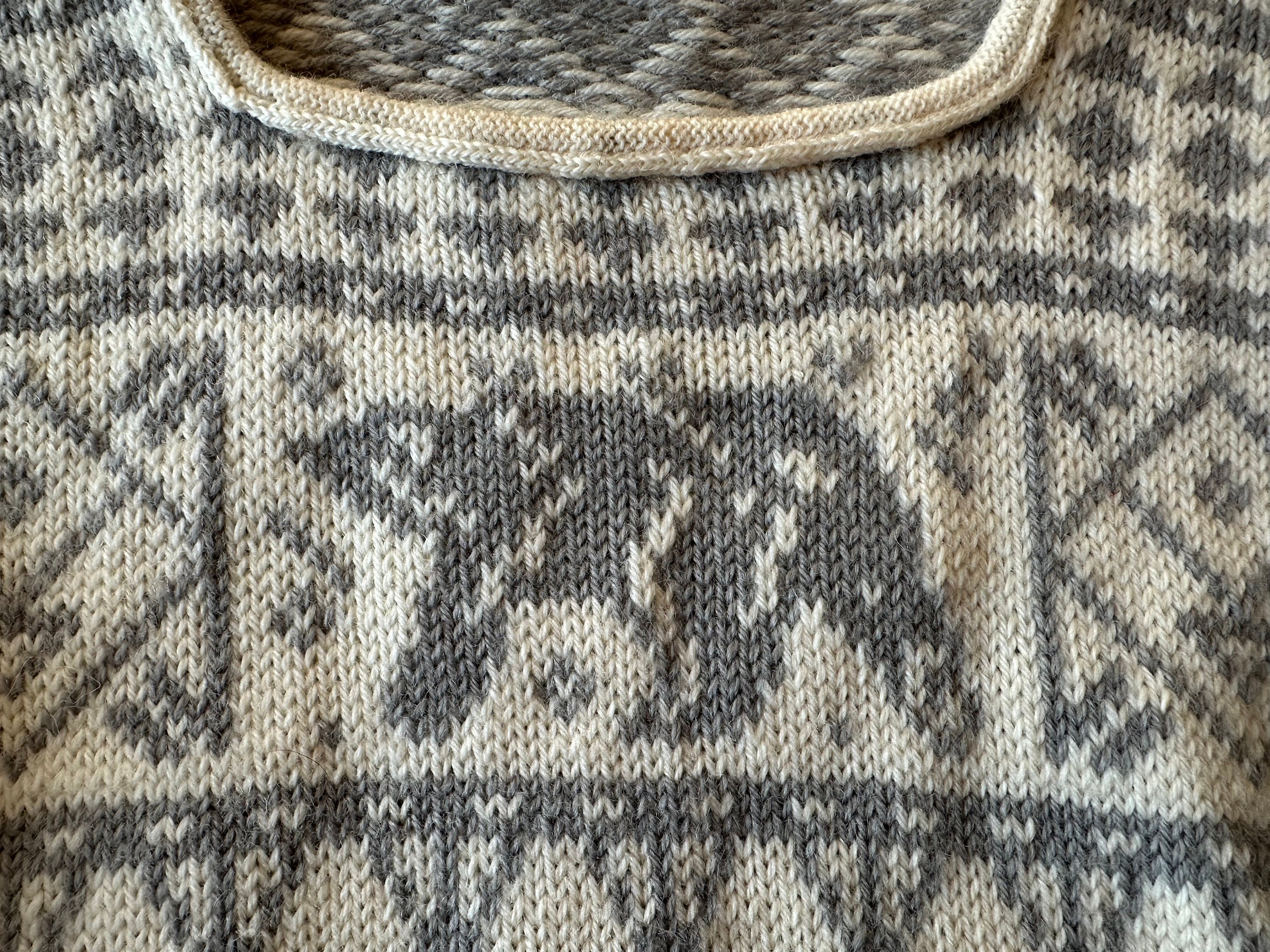 Pull Vintage Nansen En Pure Laine - Motifs Fair Isle Col Châle - Taille M - Style Ski/Noël