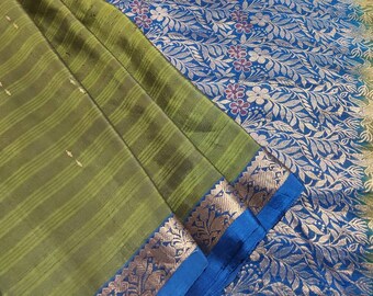 Vintage Kanjivaram Saree 100% Pure Silk Sari Fabric Indian Vintage Crafting Fabric Dress Making 5 Yards Saree