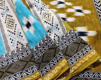 Lot Of 5 Vintage Indian Saree Pure Cotton Fabric Craft Used Art Multicolor Sari 