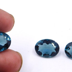 London Blue Topaz Oval Cut Loose Gemstone,10X14 MM Lab Created Blue Topaz Oval Stone,Handmade Blue Topaz Oval For Jewelry Making Stone P-690