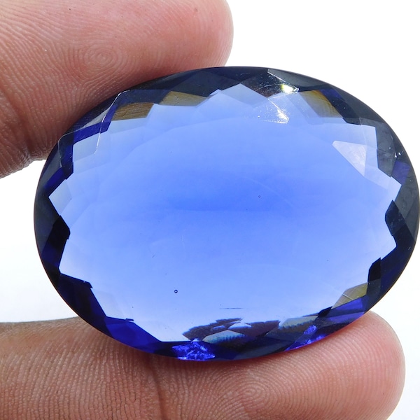 30X40 MM Lab Créé Pierres Précieuses En Vrac De Taille Ovale De Tanzanite, 1 Pcs Ovale De Tanzanite À Facettes, Pendentif Ovale De Tanzanite Fait À La Main Faisant La Pierre De Taille P-755