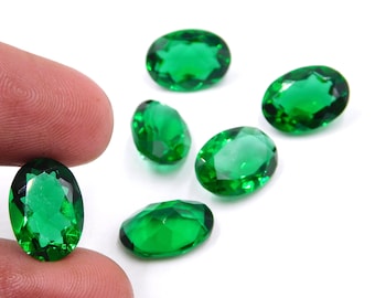 Lab Created Zambia Emerald Oval Cut Loose Gemstone, 12x16 MM Emerald Cut Stone,Faceted Handmade Emerald Cut For Jewellery Making Stone P-937