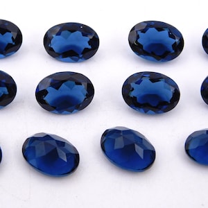 10X14 MM Oval Lab Created Blue Sapphire Faceted Loose Gemstone, Top Quality Loose Blue Sapphire Cut Gemstone For Jewelry Making Stone P-2508