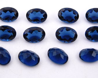 10 x 14 MM Oval Labbtillverkad Blå Safir Facetterad Lös Ädelsten, Högsta Kvalitet Lös Blå Safirslipad Ädelsten För Smyckestillverkning Sten P-2508