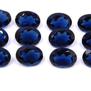 12X16 MM Oval Lab Created Blue Sapphire Faceted Loose Gemstone, Top Quality Loose Blue Sapphire Cut Gemstone For Jewelry Making Stone P-2504