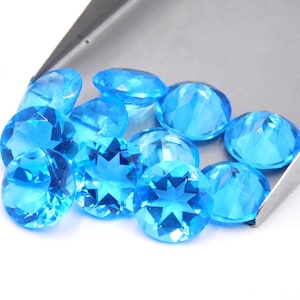 12 MM Blautopas Runde geschnittene Lot lose Edelstein, Lab erstellt facettierte Blautopas, handgemachte Blautopas für Schmuck machen Stein P-852