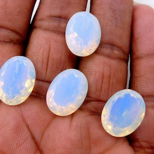 4Pcs opalite Faceted Loose Gemstone Rainbow Fire opalite Gemstone Quality opalite For Earring  Handmade Jewellery Stone Oval 12X16 mm P-1092