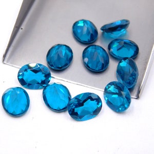8x10 MM London Blue Topaz Oval Cut Loose Gemstone,Lab Created Blue Topaz Oval Stone,Handmade Blue Topaz Oval For Jewelry Making Stone P-3231