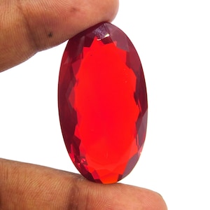25 x 47 MM Facetterad afrikansk rubin oval slipad lös ädelsten, labtillverkad rubinsten, handgjord oval rubin för smyckestillverkning sten P-3000