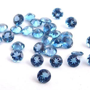 5 MM Natural London Blue Topaz Round Cut Loose Gemstone, Faceted London Blue Topaz Stone,Handmade Blue Topaz Stone For Jewelry Making P-1506