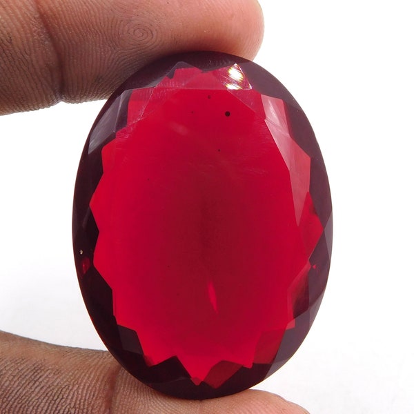 86 Cts Lab created Red Garnet Oval Pendants Size Stone Loose Gemstone, Garnet Facted Garnet Gemstone For Jewelry Making 30x40 mm P548