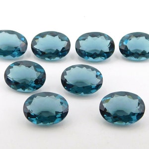 15X20 MM Lab created London Blue Topaz Oval Cut Loose Gemstone, Faceted Oval Blue Topaz Stone, Blue Topaz For Jewelry Making Stone P-703