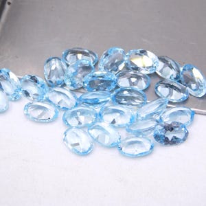 4x6 MM Natural Blue Topaz Oval Cut Lot Loose Gemstone, Faceted Blue Topaz, Handmade Gemstone Oval Blue Topaz Jewelry Stone P-3393