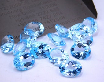6X8 MM Natural Blue Topaz Oval Cut Lot Loose Gemstone, Faceted Handmade Blue Topaz, Oval Blue Topaz Stone For Jewelry Making P-1608